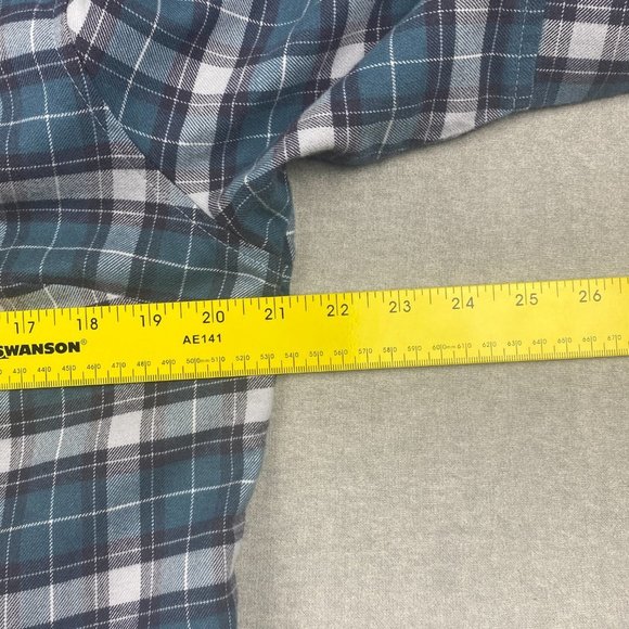 Fig Plaid Flannel Shirt‎ Dress Women Large Belted Tunic Blue Gray V-Neck - Picture 11 of 14